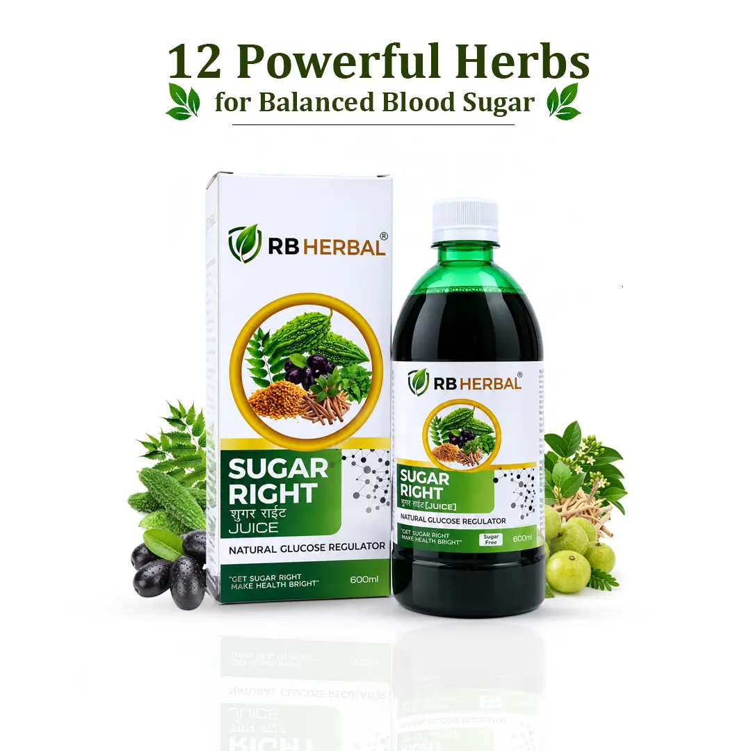 RB Herbal Sugar Right Juice 600 ml bottle and box